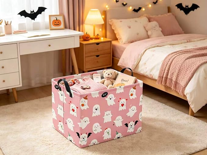 Halloween Basket Cute Baskets for Kids Pumpkin Basket Rectangular Storage Bin - Image 4