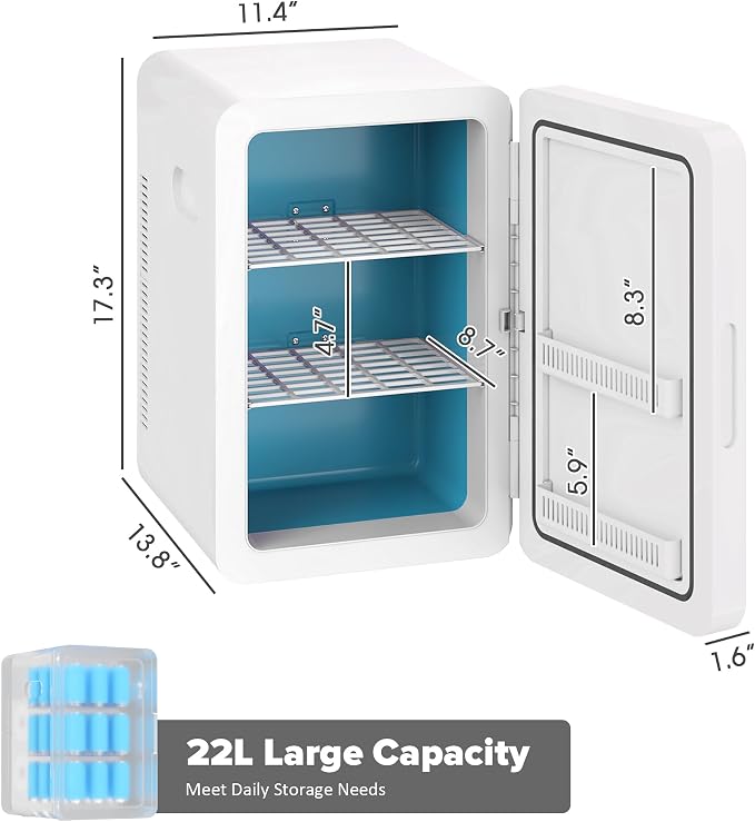 22L/30Cans Mini Fridge for Bedroom, 12v DC Portable Cooler & Warmer, Mini - Image 8