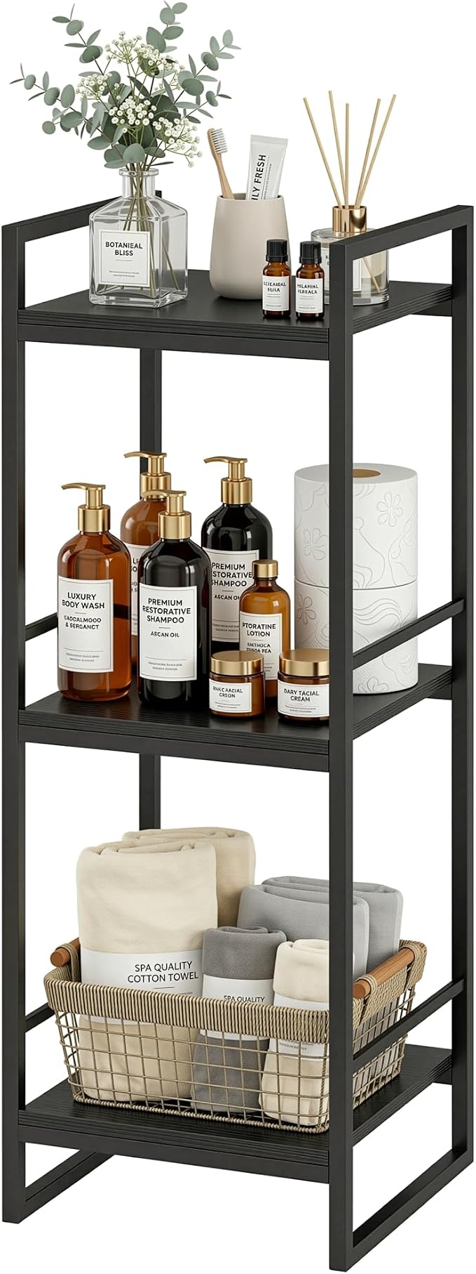 BYFU 3 Tier Bathroom Storage Open Shelf Black Metal Corner Storage Rack | 33.5" by BYFU-livingasimplelife