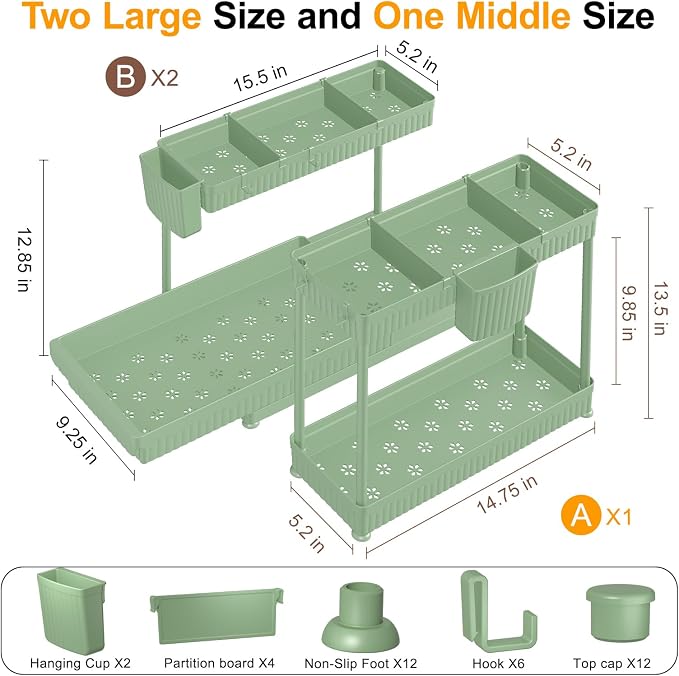 Sevenblue 3 Pack Multi-Purpose Pull-Out Storage Organizers, 2-Tier L-Shaped - Image 6