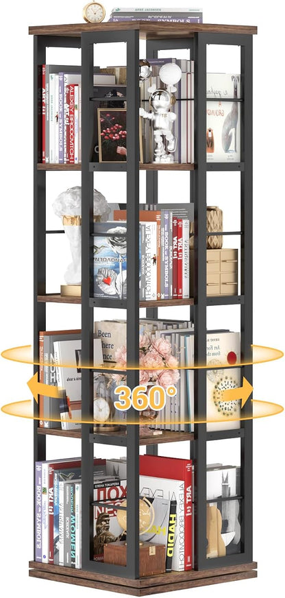 Aheaplus Rotating Bookshelf, Corner Bookshelf, 360 Display Wood Spinning by Aheaplus