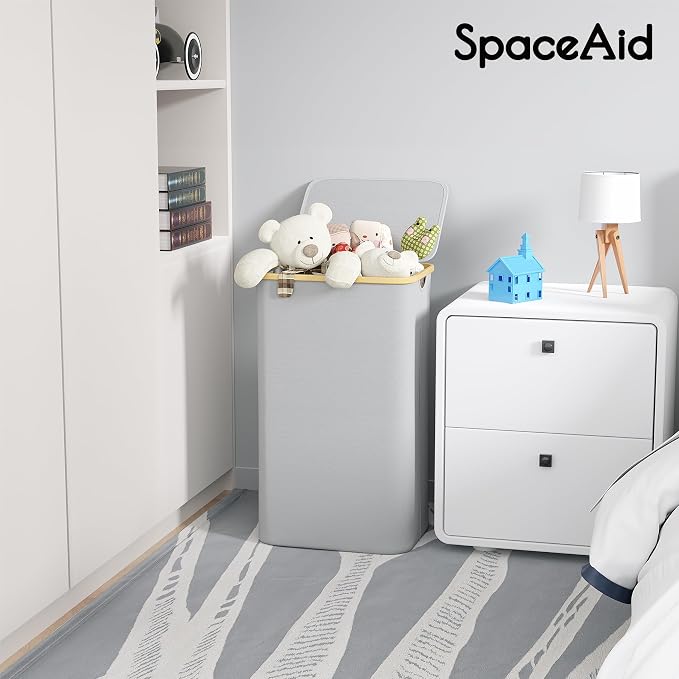 SpaceAid Laundry Hamper with Lid, 110L Large Tall Clothes Basket Bin with - Image 3
