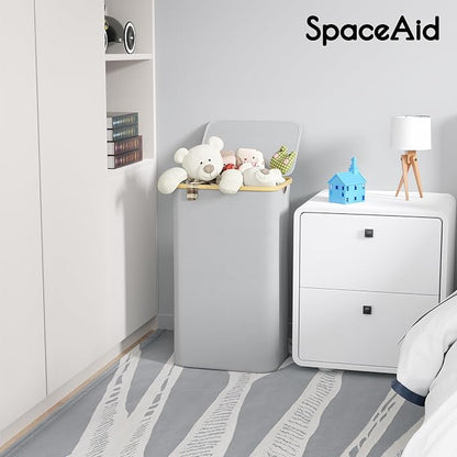SpaceAid Laundry Hamper with Lid, 110L Large Tall Clothes Basket Bin with - Image 3