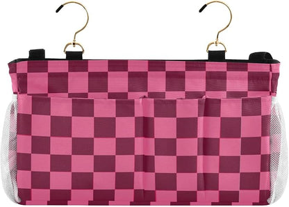 Checkered Hot Pink Bedside Caddy by QwThum