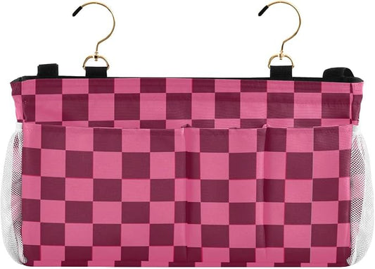 Checkered Hot Pink Bedside Caddy by QwThum