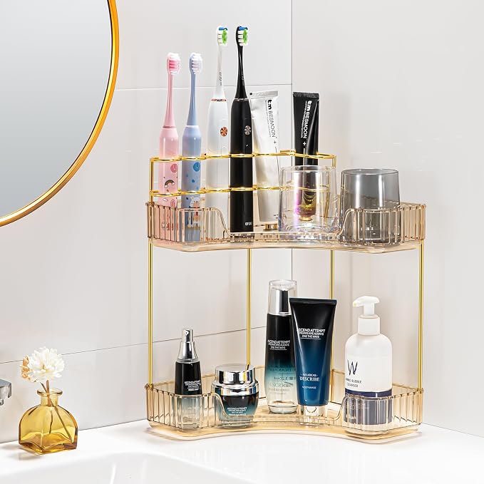Upgraded 2-Tier Corner Bathroom Countertop Organizer – Spacious Storage - Image 2