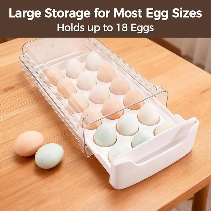 Egg-Holder for Fridge, Fits Small to Large Eggs, 1 Tier Dispenser - Image 3