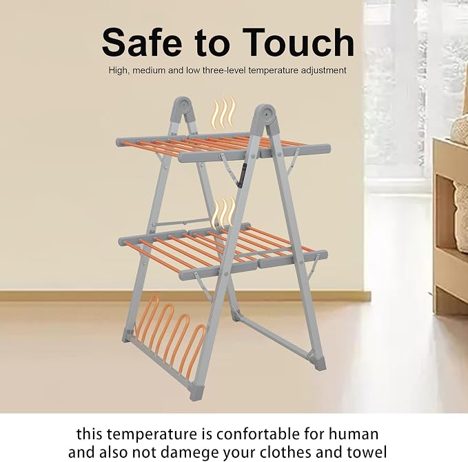 Electric Heated Clothes Drying Rack, Foldable Heated Garment Dryer - Image 6