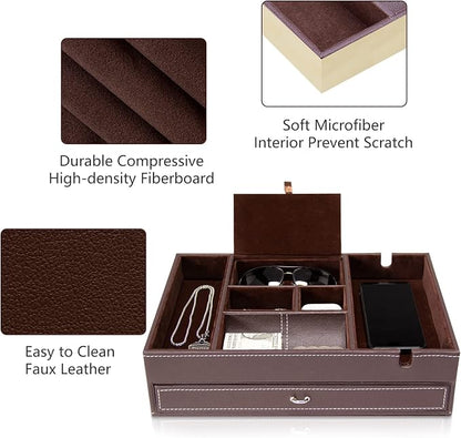 Baoyun Valet Tray for Men, 2 Layers Nightstand Organizers for Men and Women - Image 5