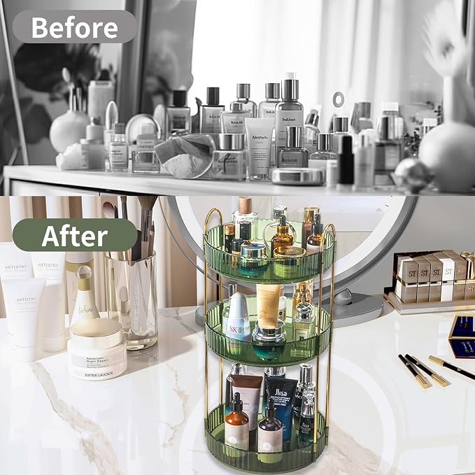 360 Rotating Perfume Organizer, 3 Tier Large Capacity Make Up Organizers and - Image 4