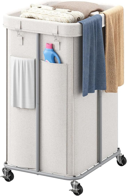155L Laundry Hamper with Wheels, Rolling Laundry Basket with Metal Frame and by VRICCC