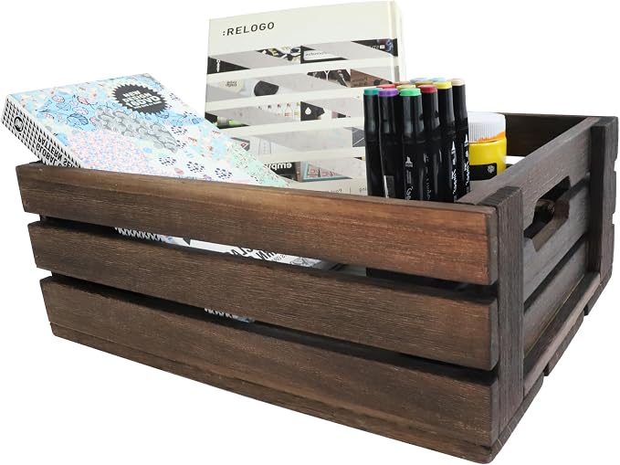 ARTAWEIN Rustic Vintage Finished Wooden Crate - Image 5