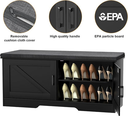 HOMSHO Farmhouse Shoe Storage Bench - Image 4