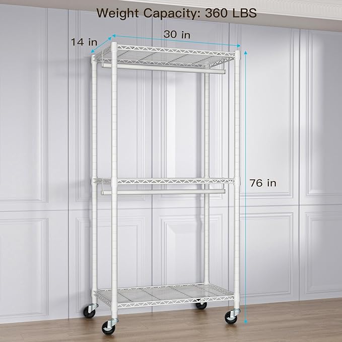 FUTASSI P1 Medium Heavy-Duty Portable Closet, Metal Rolling Clothing Rack - Image 6