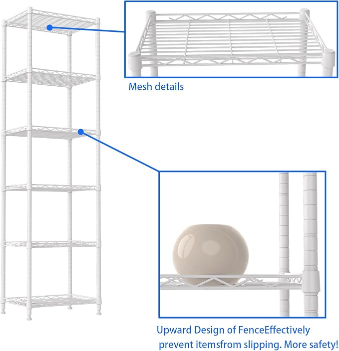 REGILLER 6 Wire Shelving Steel Storage Rack Adjustable Unit Shelves - Image 7