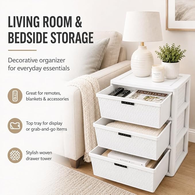 Wide 3-Drawer Plastic Storage Tower - Image 7