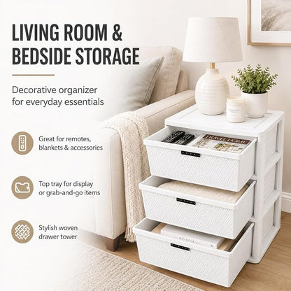 Wide 3-Drawer Plastic Storage Tower - Image 7
