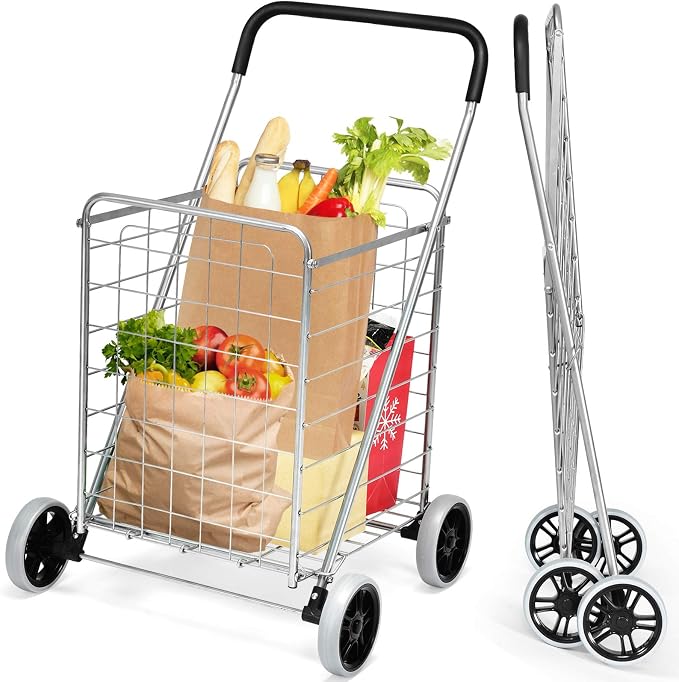Goplus Shopping Carts for Groceries, Heavy Duty Folding Shopping Cart by Goplus
