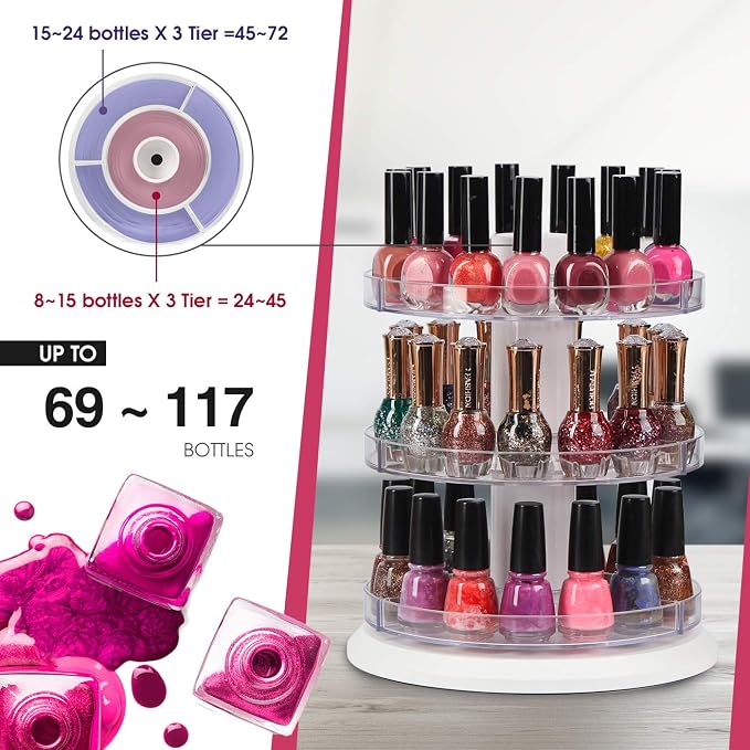J JACKCUBE DESIGN Acrylic Rotating Nail Polish Display Stand Spinning Rack - Image 3