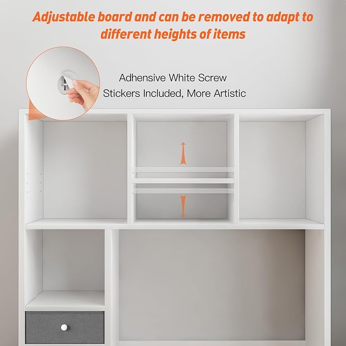 REIBII Desktop Bookshelf, Adjustable Desktop Organizer, High-Capacity Desk - Image 5