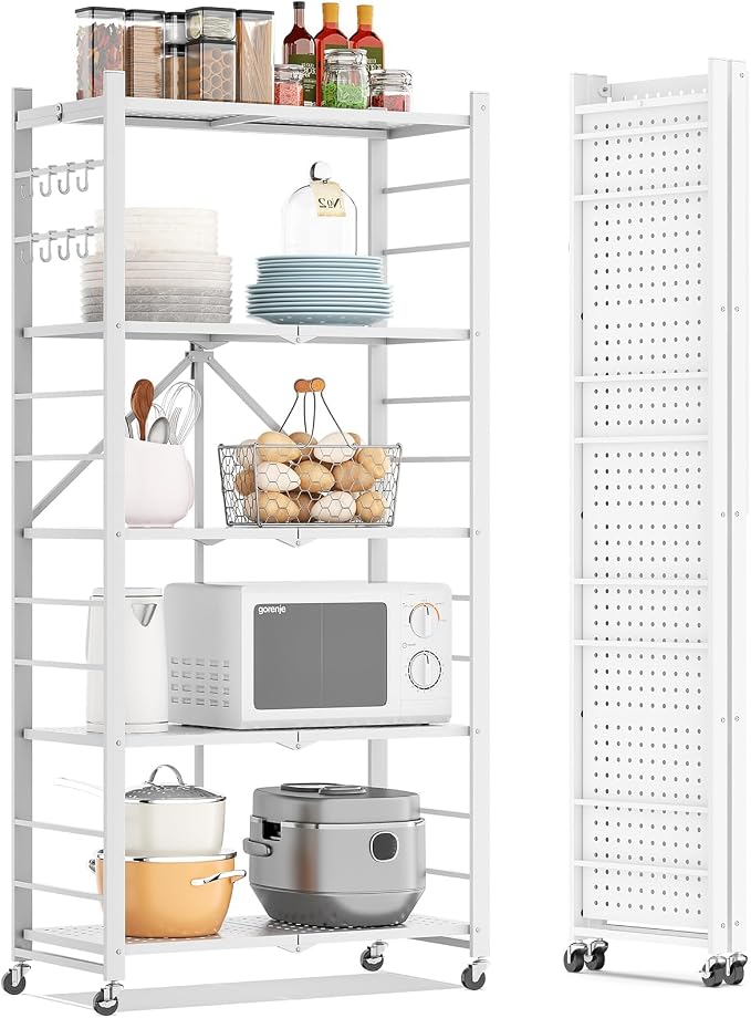 Fenbeli Foldable Shelves with Wheels by Fenbeli