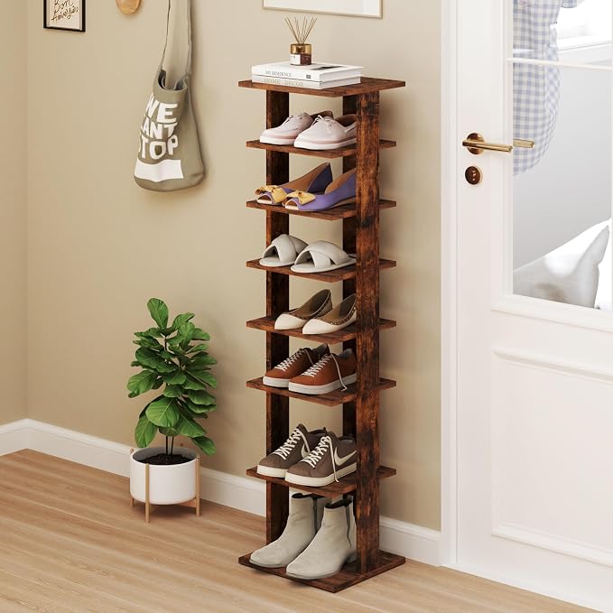 Tangkula 8-Tier Vertical Shoe Rack, Space-Saving Corner Shoe Organizer - Image 4
