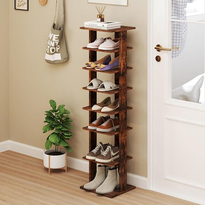 Tangkula 8-Tier Vertical Shoe Rack, Space-Saving Corner Shoe Organizer - Image 4