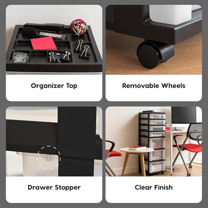 IRIS USA Plastic Drawer Storage Organizer Rolling Cart, - Image 5