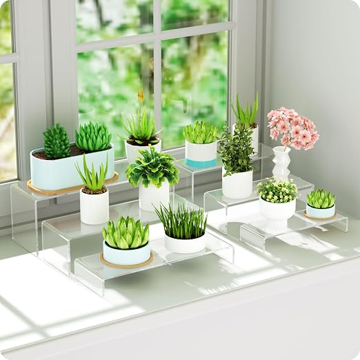 NIUBEE Acrylic Display Riser, 2 Set Clear Rectangular Stands - Image 4
