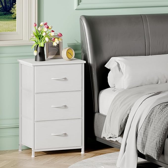Somdot Small Dresser for Bedroom, 3 Drawer Storage Cabinet, Steel Frame and Mdf - Image 2