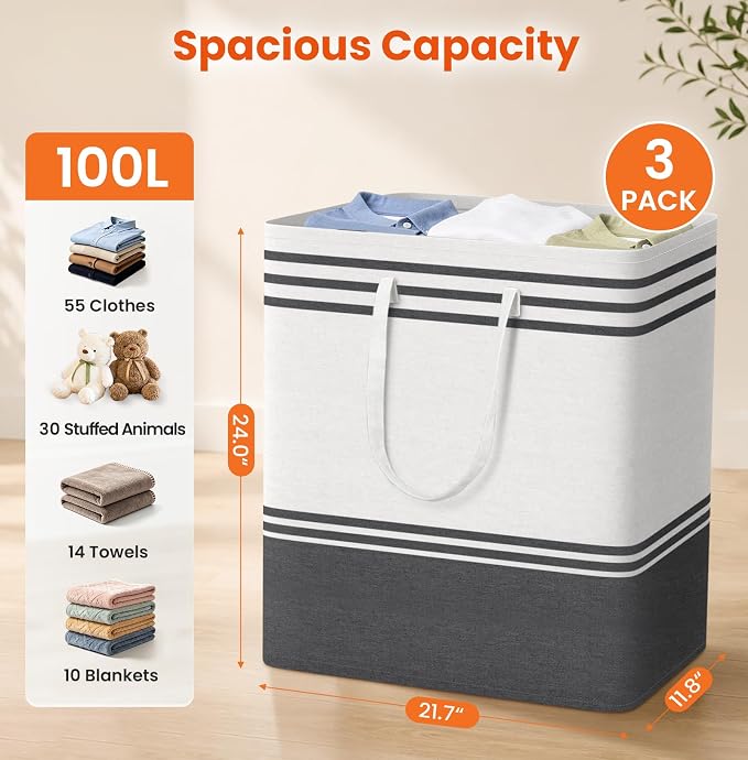 TranquilRelax 3-Pack Laundry Basket - Image 2