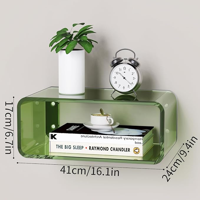 Acrylic Floating Nightstand, Bedside Table, Nightstand Shelf Wall Mounted - Image 3