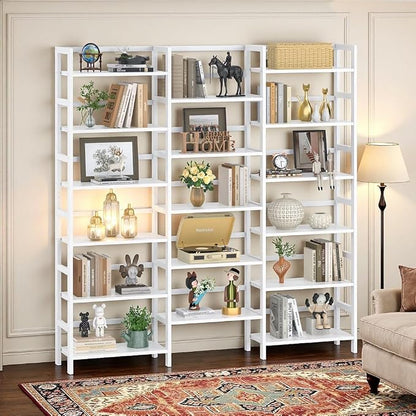 Homykic Bamboo Triple Wide Bookshelves and Bookcases, 6-Tier Shallow Open - Image 5