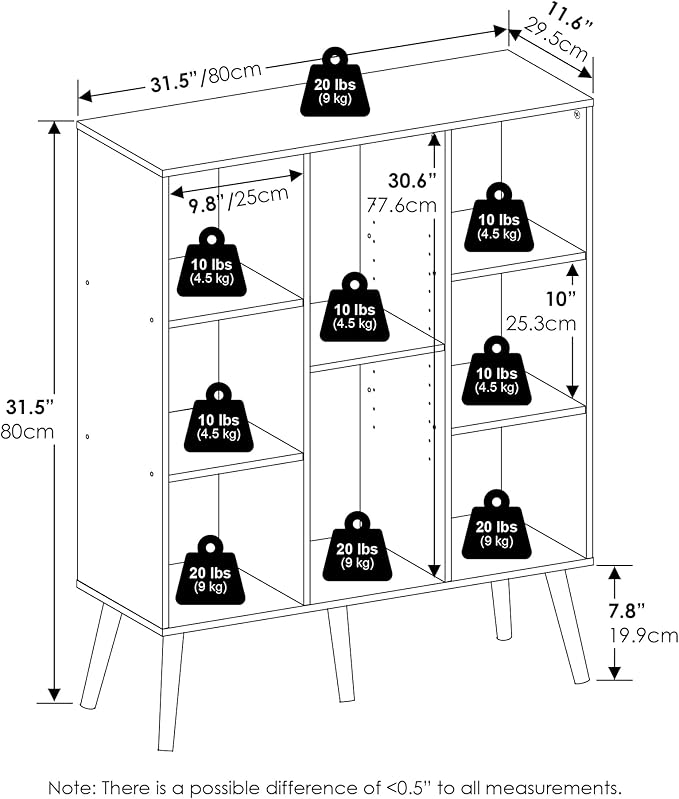 Furinno Claude Mid Century Style Book Shelf, 8-Cube Bookshelf, Cube Storage - Image 3