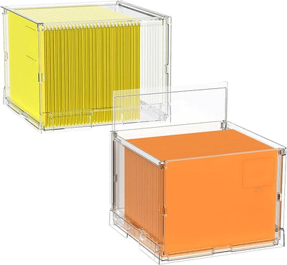 File Organizer Box with Lid, Hanging Filing Folder Organizer by nooing
