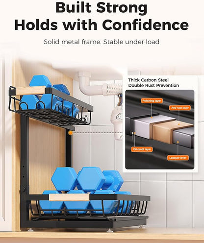 Sevenblue 2-Pack 2-Tier Height Adjustable Under Sink Organizer & Storage | - Image 6