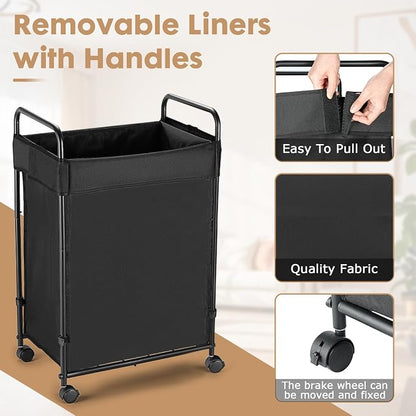 120L Laundry Hamper with Wheels, Rolling Laundry Sorter cart with Metal Frame - Image 4