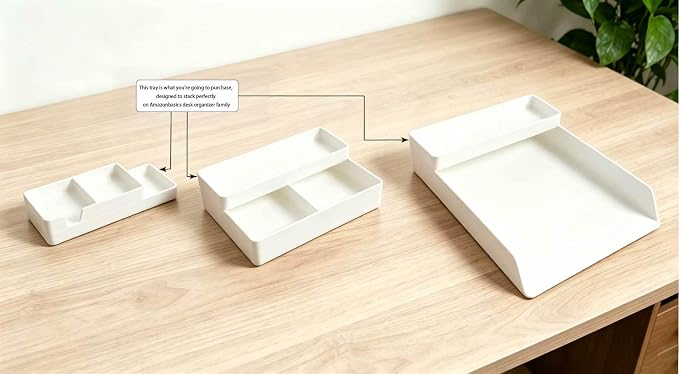 Amazon Basics Rectangular Plastic Desk Organizer, Half Accessory Tray - Image 7