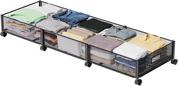 47.2'' Long Under Bed Storage on Wheels, 57.6L Large Capacity Rolling Under the by NONKKY