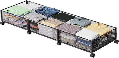 47.2'' Long Under Bed Storage on Wheels, 57.6L Large Capacity Rolling Under the by NONKKY