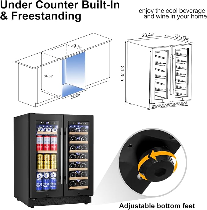 Wine and Beverage Refrigerator, 24 Inch Beverage Cooler Dual Zone - Image 5