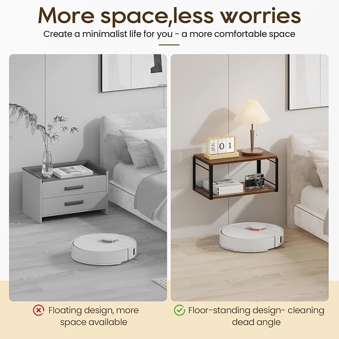 Floating Nightstand Wall Shelf, Wood Bedside Shelf Wall Mounted Nightstand Set - Image 5