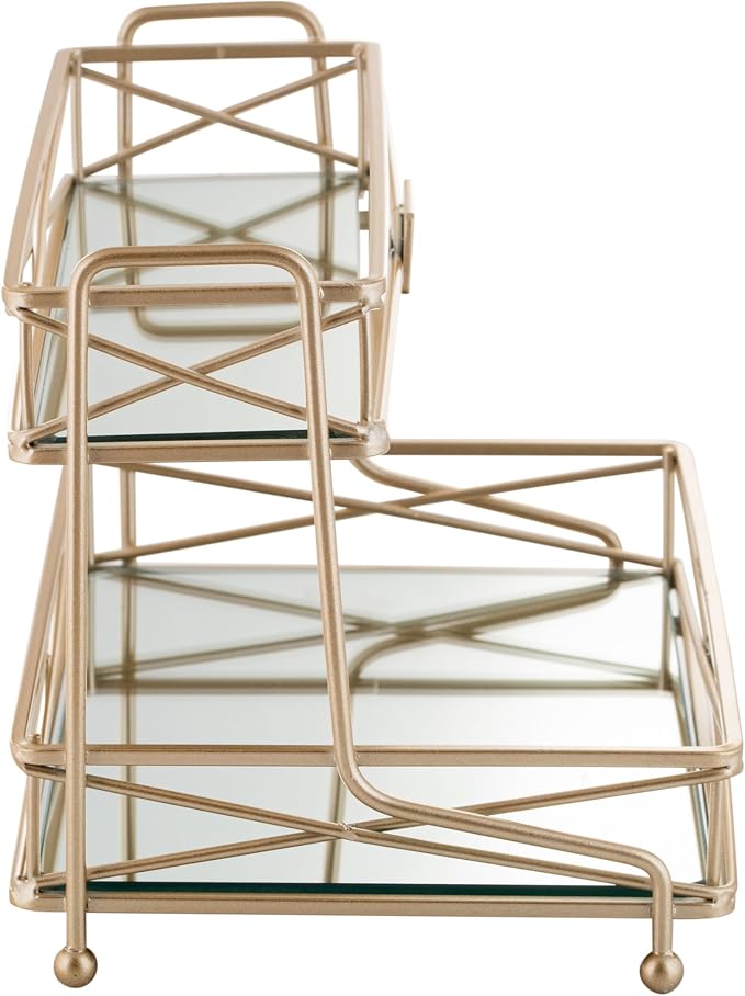 Home Details Satin Gold 2 Tier Vanity Tower - Image 5