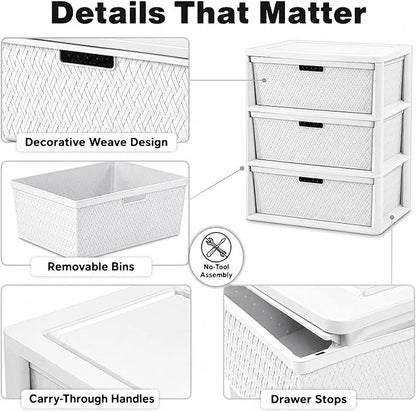 3 Drawer Storage Organizer, Plastic Drawer Organizer Tower, Closet Storage - Image 7