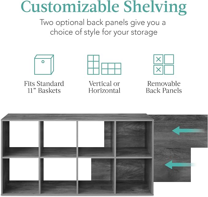 Best Choice Products 8-Cube Storage Organizer, 11in Shelf Opening, Display Shelf - Image 3