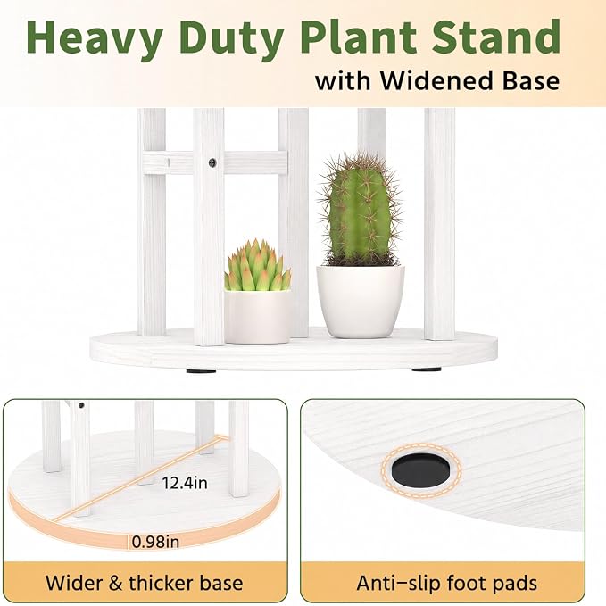 LASZOLA 5 Tiered Wood Plant Stand Indoor Corner, Flower Holder Rack Tall - Image 4