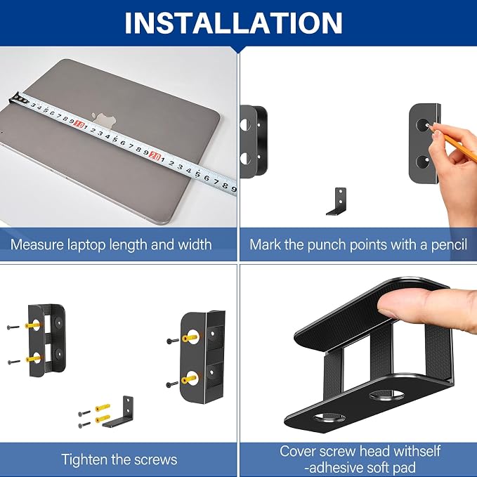 BYMECOST Under Desk Laptop Mount, Metal Under Desk Storage Holder, - Image 9