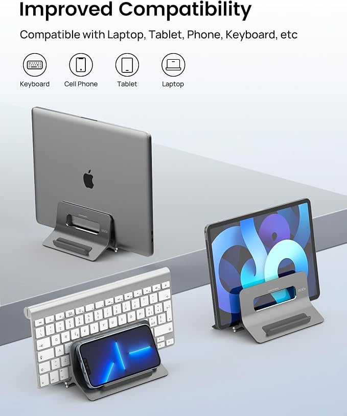 SODI Vertical Laptop Stand for Desk, Gravity Auto Lock MacBook Stand, Aluminum - Image 5