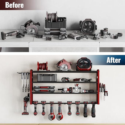 Tomorotec 4-Layer Wall-Mounted Power Tool Storage Rack, Heavy-Duty Steel Drill - Image 6