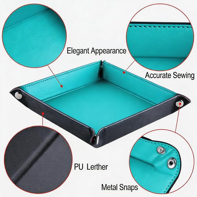 Valet Tray Desktop Storage Organizer – Vegan Leather Catchall Tray Bedside - Image 5